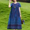 Damen Plus Size Boho-Print Maxikleid, Kurzarm Freizeit-Sonnenkleid (XL-5XL)