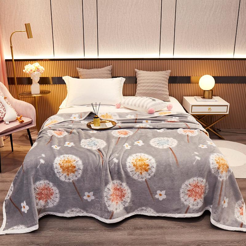 Nordic Style Plant Printed Flannel Blanket Thickened Multi Functional Cover Fleece Blanket Warm Sofa Cover for Office Nap