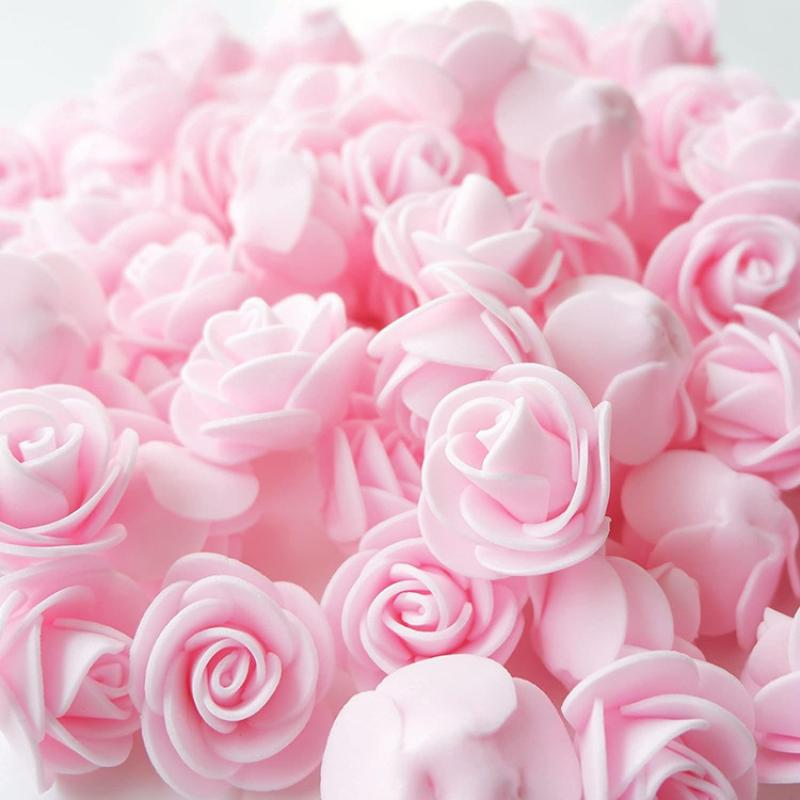 100Pcs 3.5cm Artificial Flower Foam PE Rose Heads DIY Valentine's Day Roses Wedding Candy Box Decoration