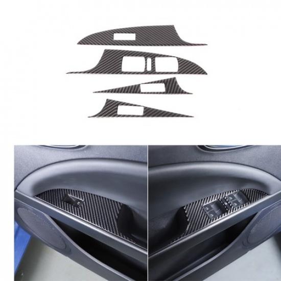 Carbon Fiber Window Lift Switch Button Trim Sticker For Seat Leon 2008-12