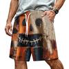 Men Casual Drawstring Waist Shorts Halloween Pumpkin Print Relaxed Fit Lightweight Comfortable Beach Shorts