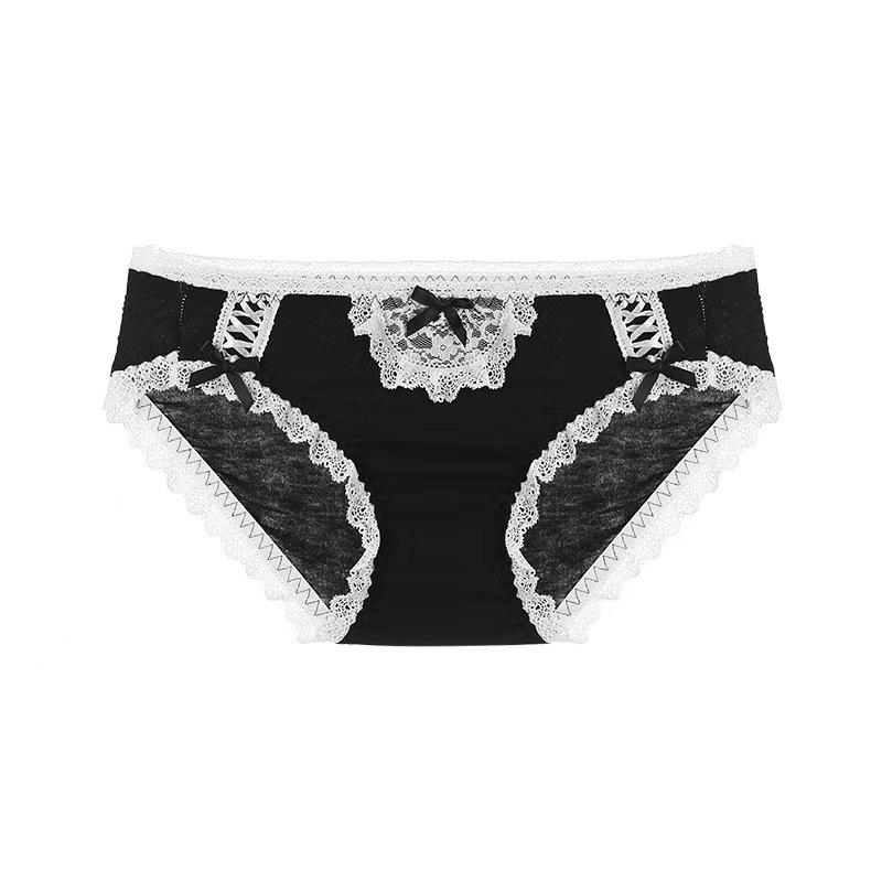 Women's Cute Bowknot Lace Mid-Waist Cotton Panties