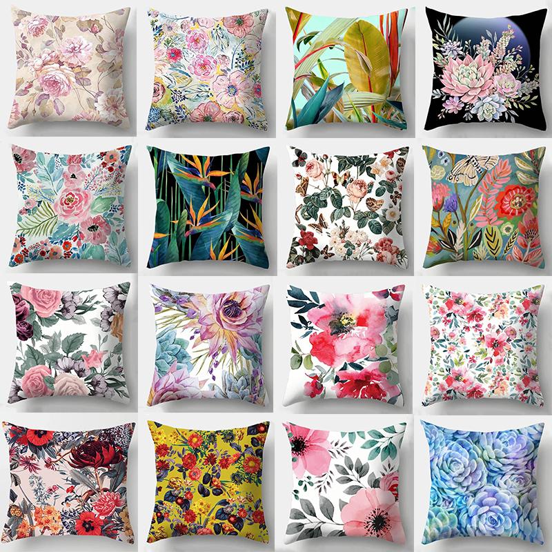 Elegant colorful bright floral decoration sofa cushion pillow case living room bedroom decoration cushion cover home decoration