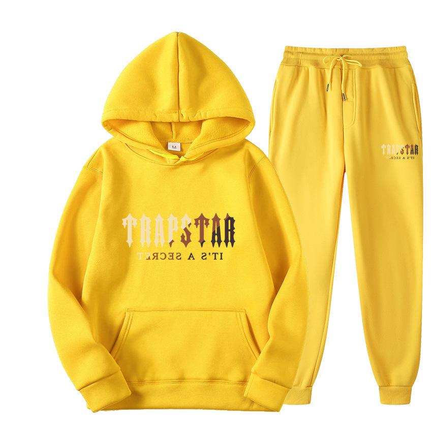 

TRAPSTAR Letter Printed Men s Women s Sportswear Set Hoodie Fashionable Fleece Sweatshirt Men XXXL жовтий