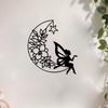 Wrought Iron Fairy Moon Wall Art Fantasy Home Decor Garden Statue Rustproof