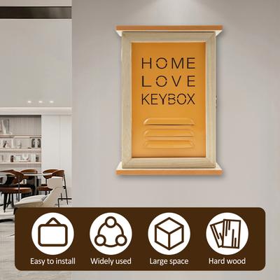 Wooden Wall Mounted Decorative Key Storage Box with 6 Hooks Retro Key Rack Hanger Easy To Install for Entryway Doorway