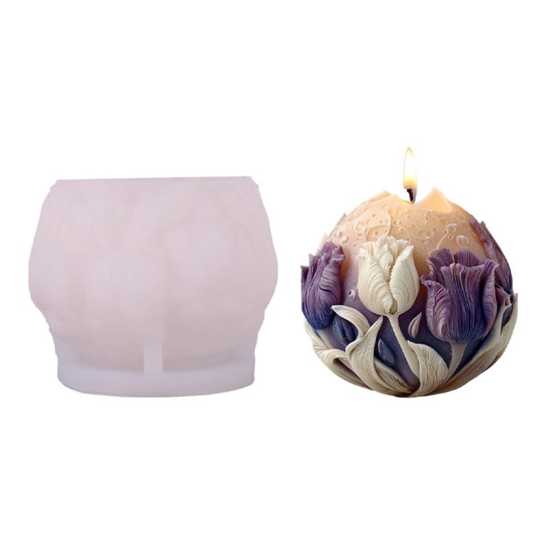 Candle Mold,Round Silicone Mold for Candle Making Floral Moon Candle Mold for Handmade Soap,Aromatherapys Candle
