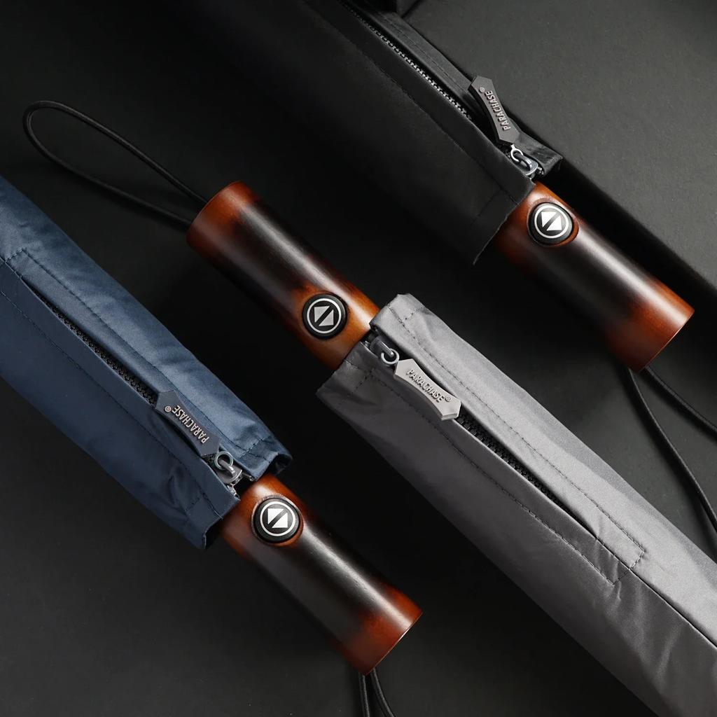 Wooden Automatic Umbrella for Men, Folding Large UV Umbrella Parasol, Sunshade Big Sun Umbrella Windproof, 8 Ribs,