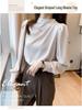 Women's Stand Collar Lantern Sleeve Pleated Top - Fashionable, Loose Fit