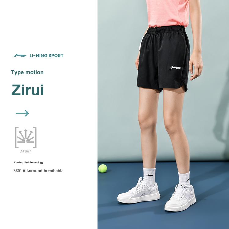 Li-Ning Breathable Lightweight Sports Elastic Mid-Waist Casual Shorts Women Shorts Black AAPU170-1