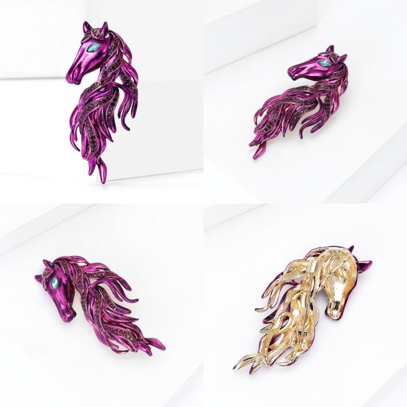Broches Têtes de Cheval Polyvalentes de Luxe Pour Femmes Épingles Animales Accessoires Amis de Fête Décontractée Bijoux Cadeaux