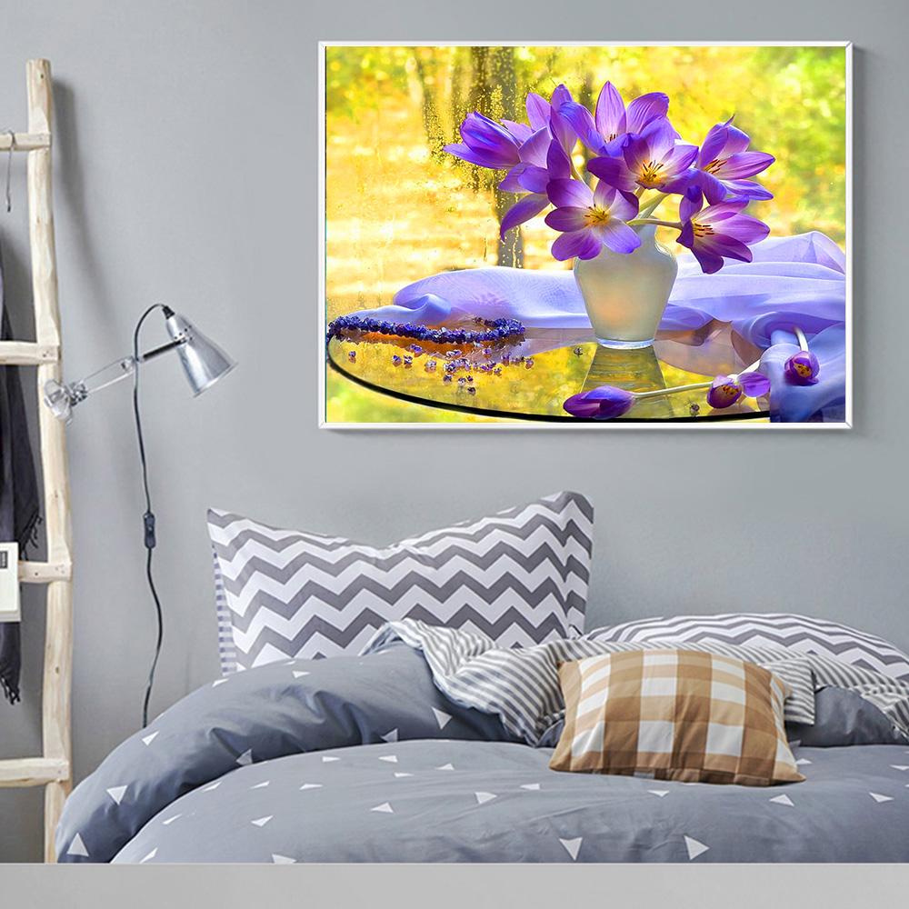 

HUACAN DIY Алмазная картина Цветы Алмазная вышивка 5D Полный квадрат Стразы Вышивка крестом 30*40 cm