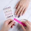 1 Set Press On Nails Salon Quality Almond French Tip Stick-on Fake Nails Removable 3D Charm Women Full Cover Glue On False Nails