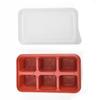 Hassle Ice Cube Maker with 6 Grid Ice Tray and Lid Silicone Ice Cube Box