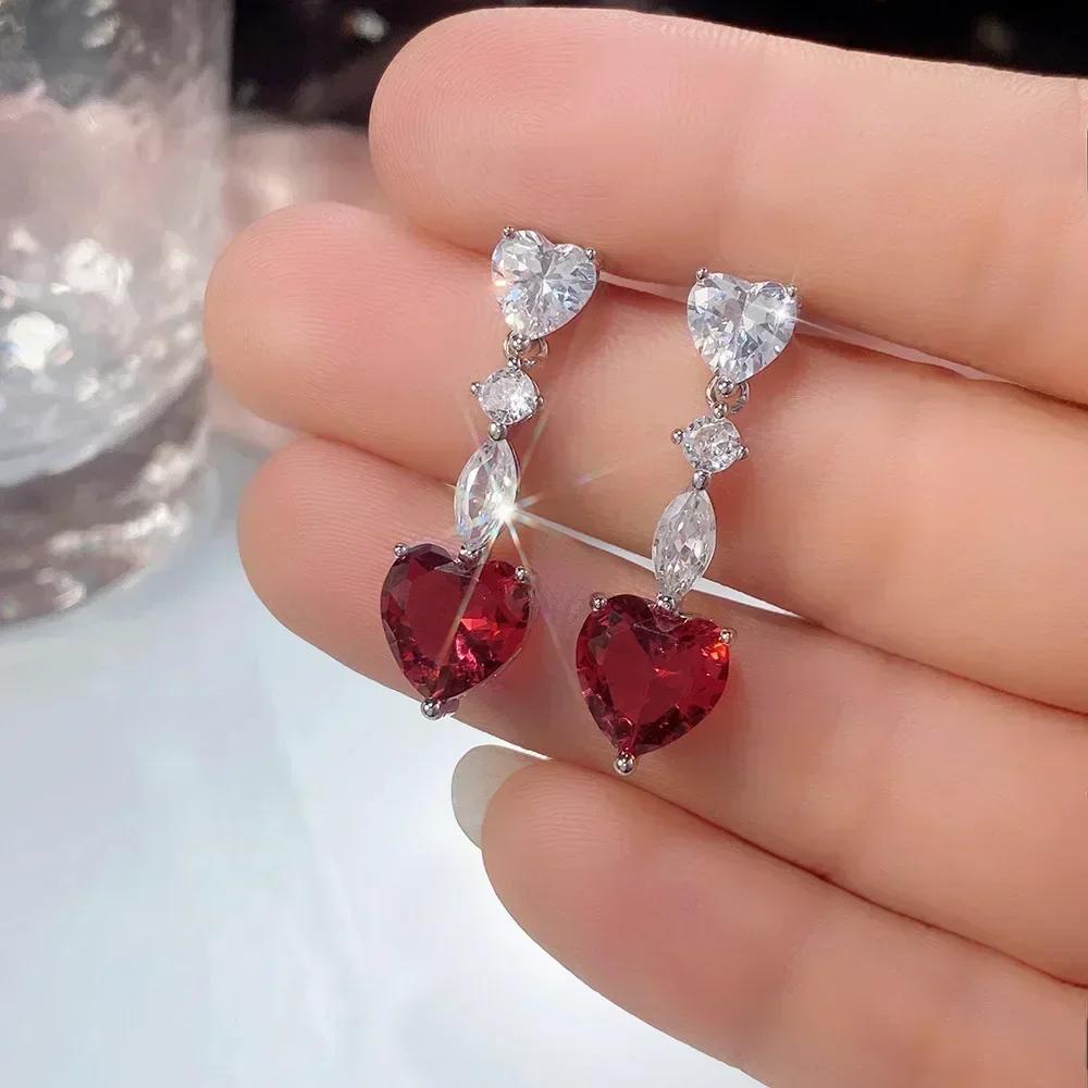 European And American Trendy Sparkling Zircon Oxide Earrings, High End Banquet Fashion Zircon Party Jewelry Long Pendant