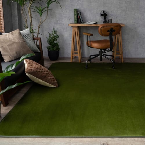 Sayan Sayan Washable Microfiber Rug, Nagomi, 190x190cm, 2 Tatami Mats, Olive, Foldable