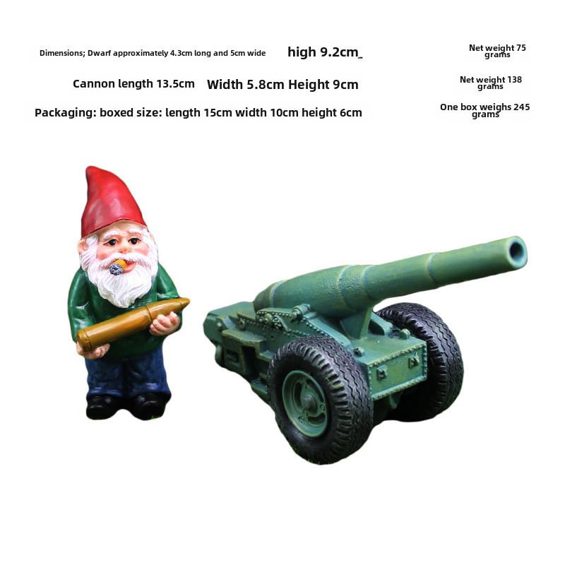 

Битва гномов смоляная пушка садовая миниатюра для ландшафтных украшений подарок