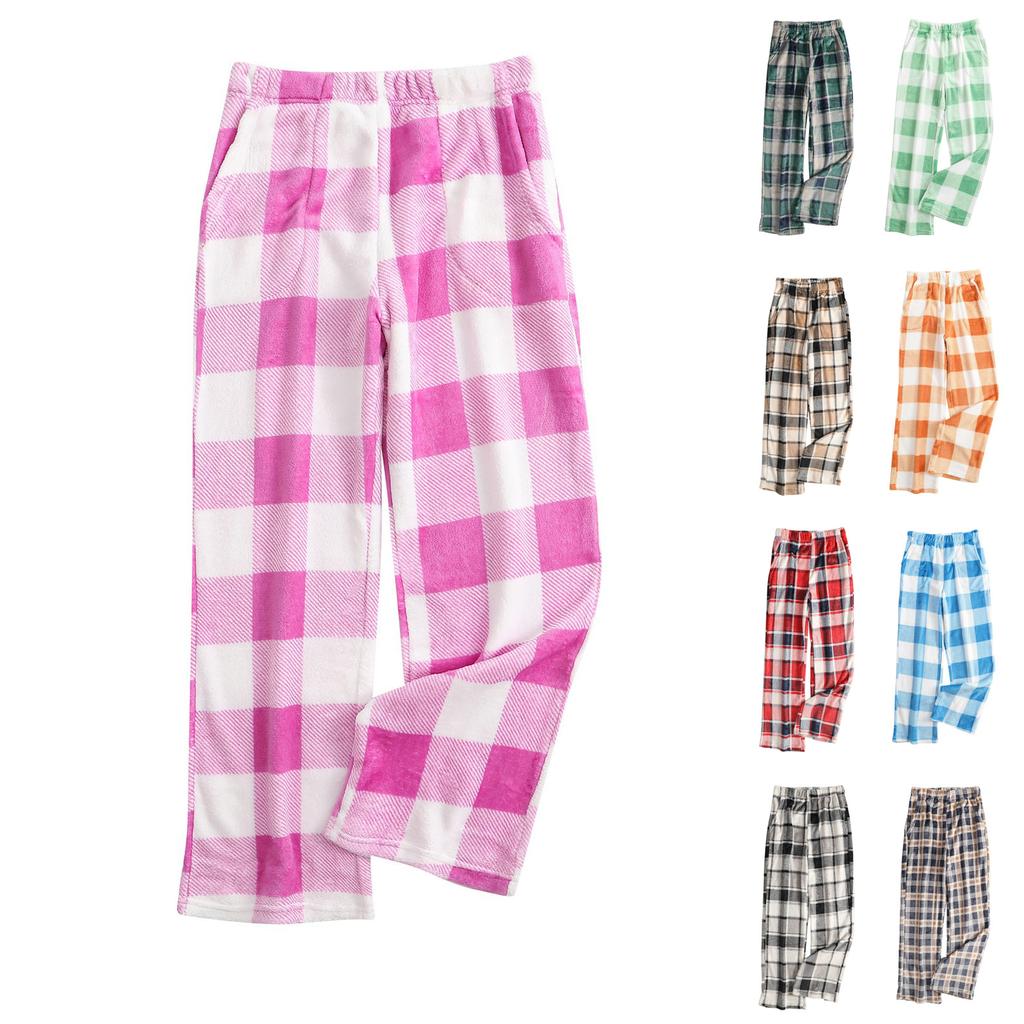 Pantaloni Pigiama a Quadri da Donna con Due Tasche per il Sonno