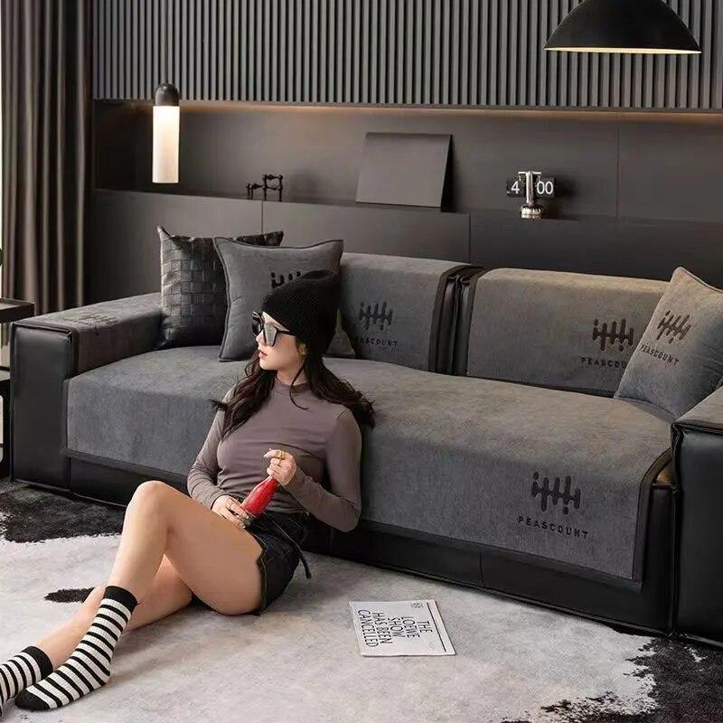 Luxury Sofa Cushion for Living Room Chenille Non-slip Sofas Towel Couch Cover Corner Sofa Towes Seat Pad Home Protection Covers