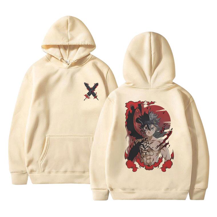 Japonské anime Black Clover Print Mikina s kapucí Manga Asta Grafika Mikiny s dlouhým rukávem Unisex Dámská Móda Ležérní mikina oversized