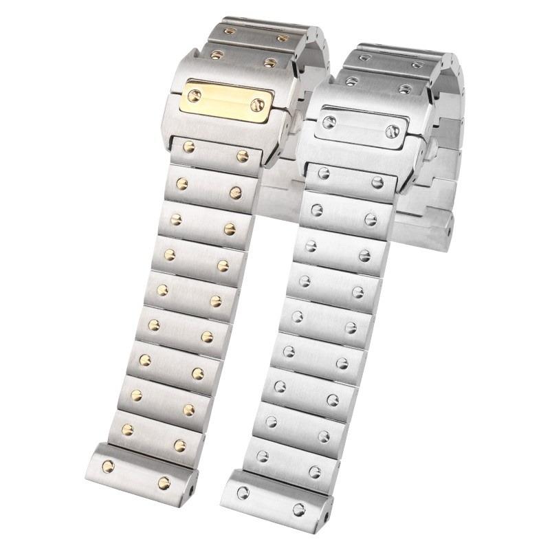 ONE20mm 23mm Massives Edelstahl-Uhrenarmband für Cartier WSSA0009 Santos 100 Hochwertiges Armband Santos100 Herren-Gold-UhrenketteMN