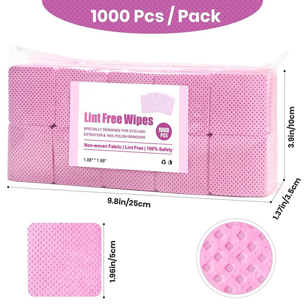 1000pcs Lint-Free Paper Cotton Wipes Eyelash Glue Remover Cleanin Cleaner Pads Lash Extension Bottle Prevent Clogging