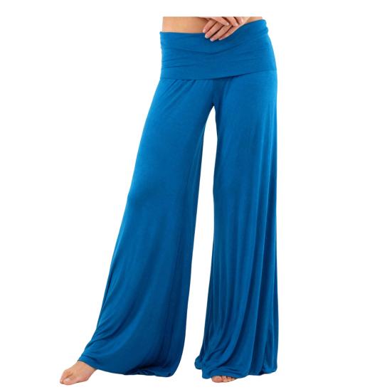 

Women Pants Pleated Elastic Mid-Waist Casual Wide Leg Trousers Pure Color Stretchy Yoga Pants Work Travel Daily Wear L синій