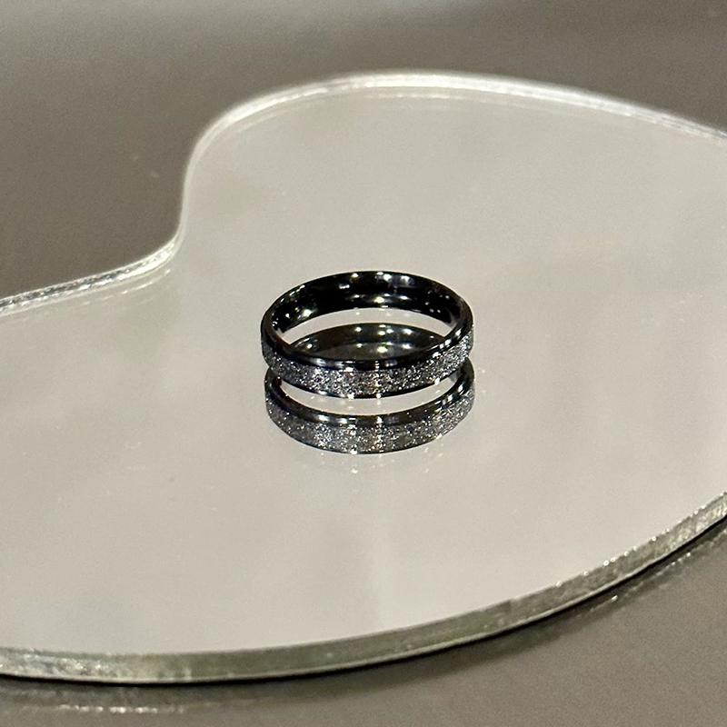 2 Pièces Anneau Géométrique Brillant pour Couple Hommes Femmes Exquis Quotidien Polyvalent Noir Blanc Anneau Bijoux Accessoires Cadeaux