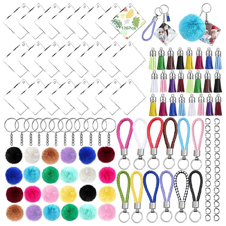 126x Clear Acrylic for Key Chain Embryo Accessory Snap Hooks Braided for Key Cha