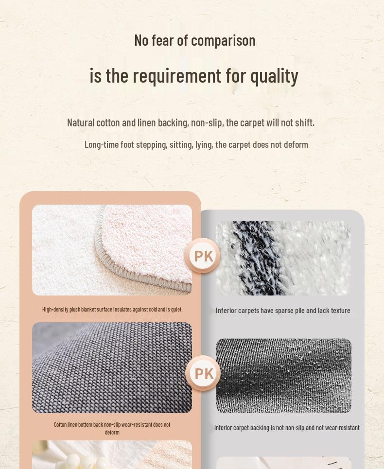 Retro Light Luxury High-End Cream Carpet: French-Style Waterproof, Anti-Stain Floor Mat for Living Room & Bedroom