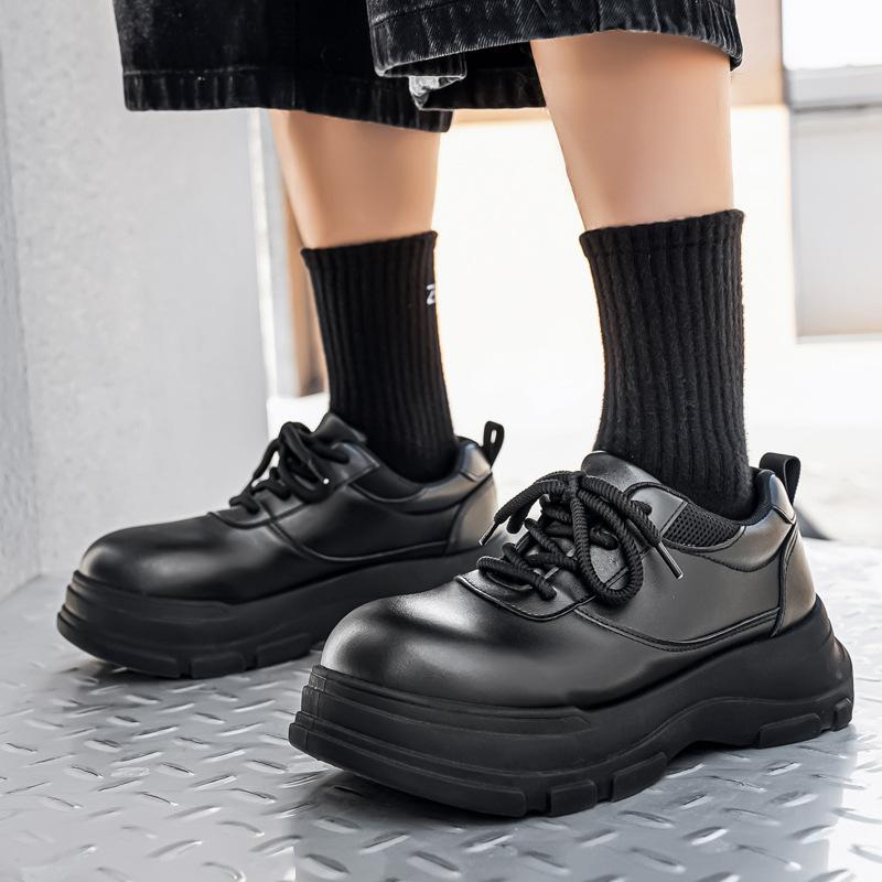 Shoes autumn new British style retro high street American big head derby shoes platform black leather shoes