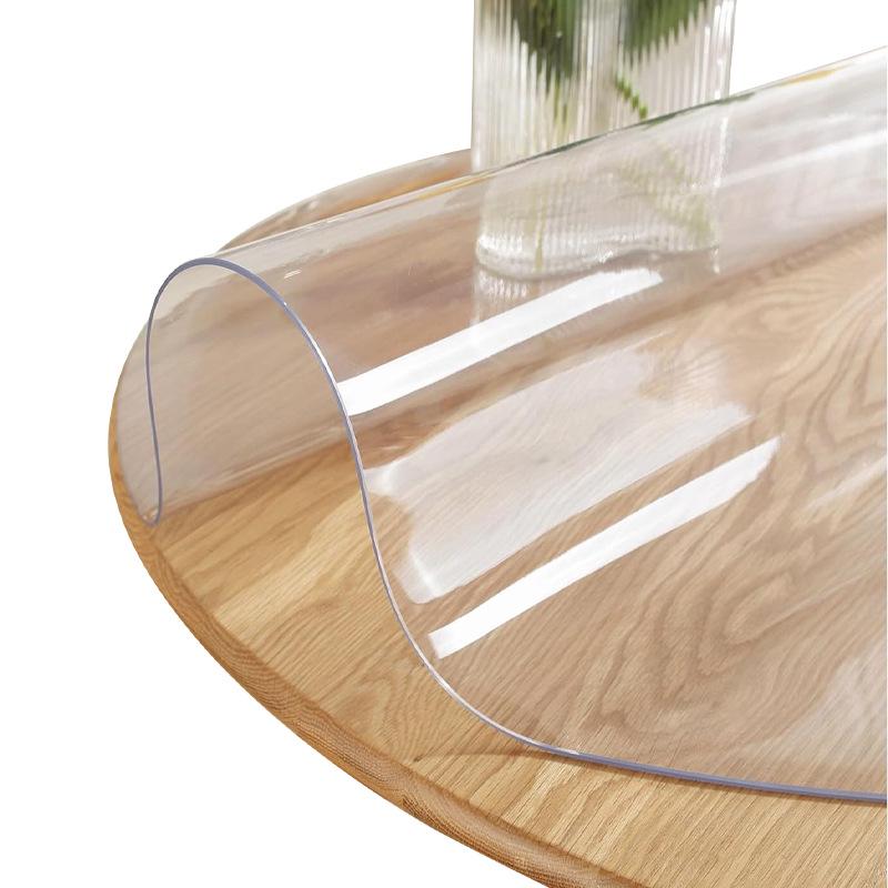 Transparent Round PVC Tablecloth Mat - Waterproof, Oil-Proof, Scald-Resistant, Washable Protective Pad for Coffee Tables.