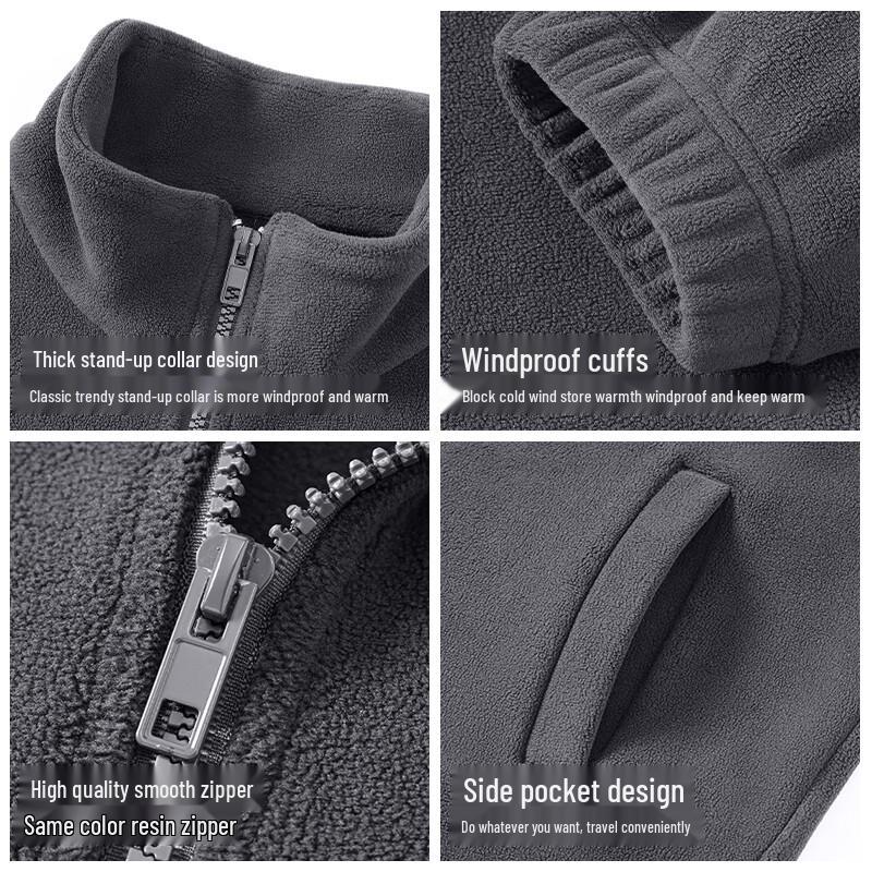 JEEP SPIRIT Men's Winter Thickened Stand-up Collar Fleece Jacket