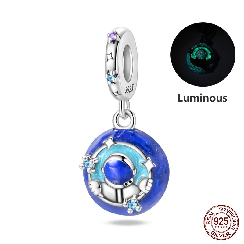 Copper Metal Trendy Fashion Glowing Spaceship Astronaut Bunny Planet Charm Bead Components Bead Components Compatible With Brand Authentic Original