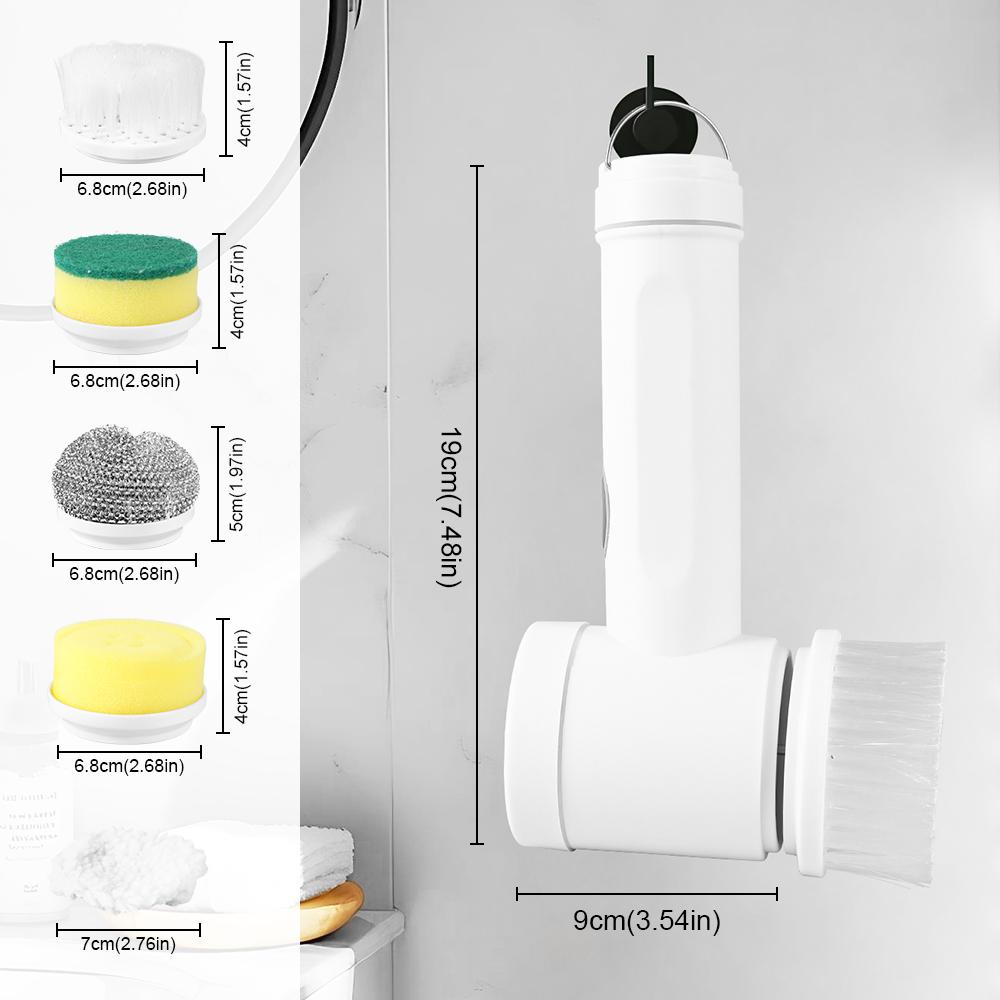 5 in 1 Multipurpose Electric Spin Scrubber Kitchen Tank Shoe Dish Washing Cleaning Brush Dishwashing Electric Cleaning Brush