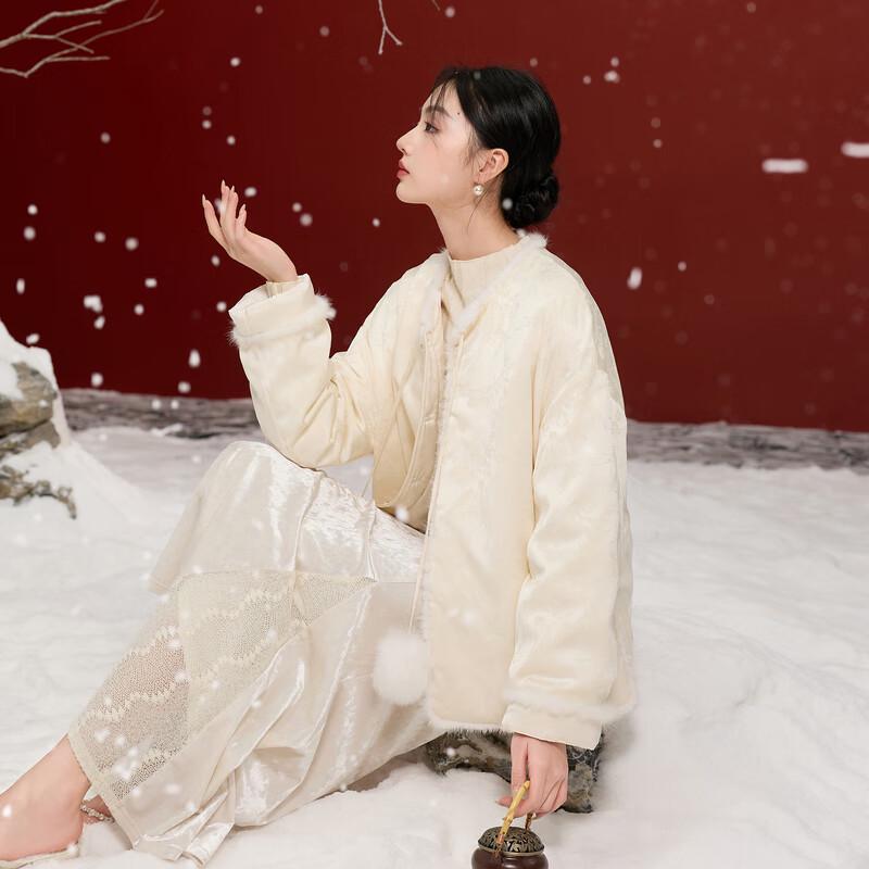 Sancai Yingyue Daosu Women's Loose 90% White Goose Down Short Jacket