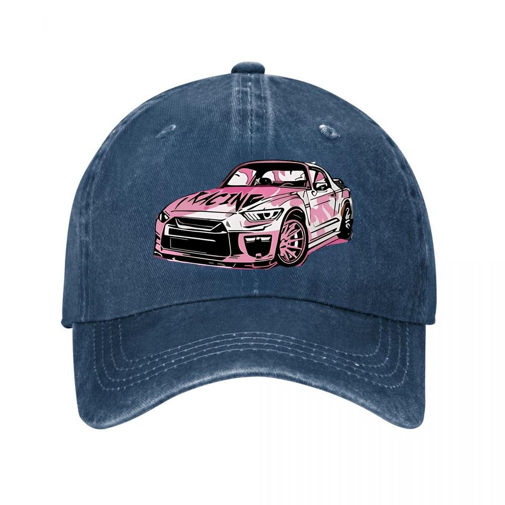 Pink Racing Car Graffiti Wall Art New Vintage Washed Baseball Cap
