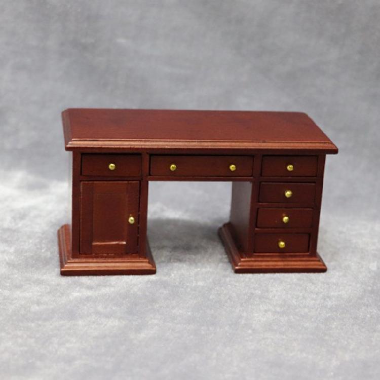 Realistic Miniature Wooden Office Desk With Chair 1/12 Scale Historical Study Room Addition For Models
