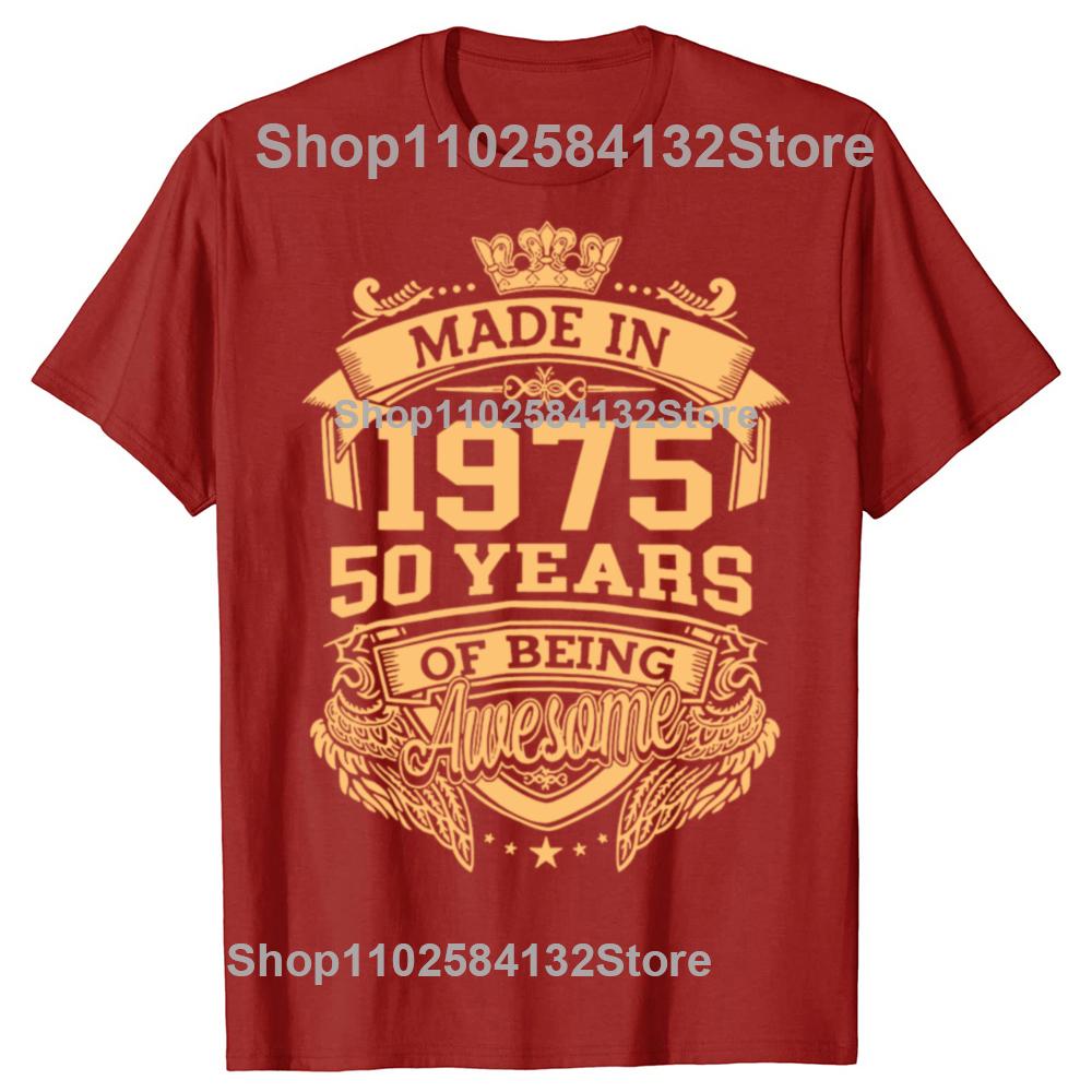 50-årsdagspresenter Män Kvinnor 50 År Gammal Vintage 1975 Party T-shirt Kvinnor Män Kläder Streetwear Grafiska T-shirts Toppar