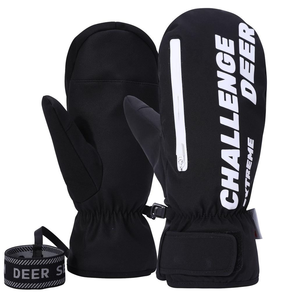 Ski Gloves for Women In Winter with Warmth and Fleece Student Snowboard Five Finger Inside, and Men's Waterproof Touch Screen