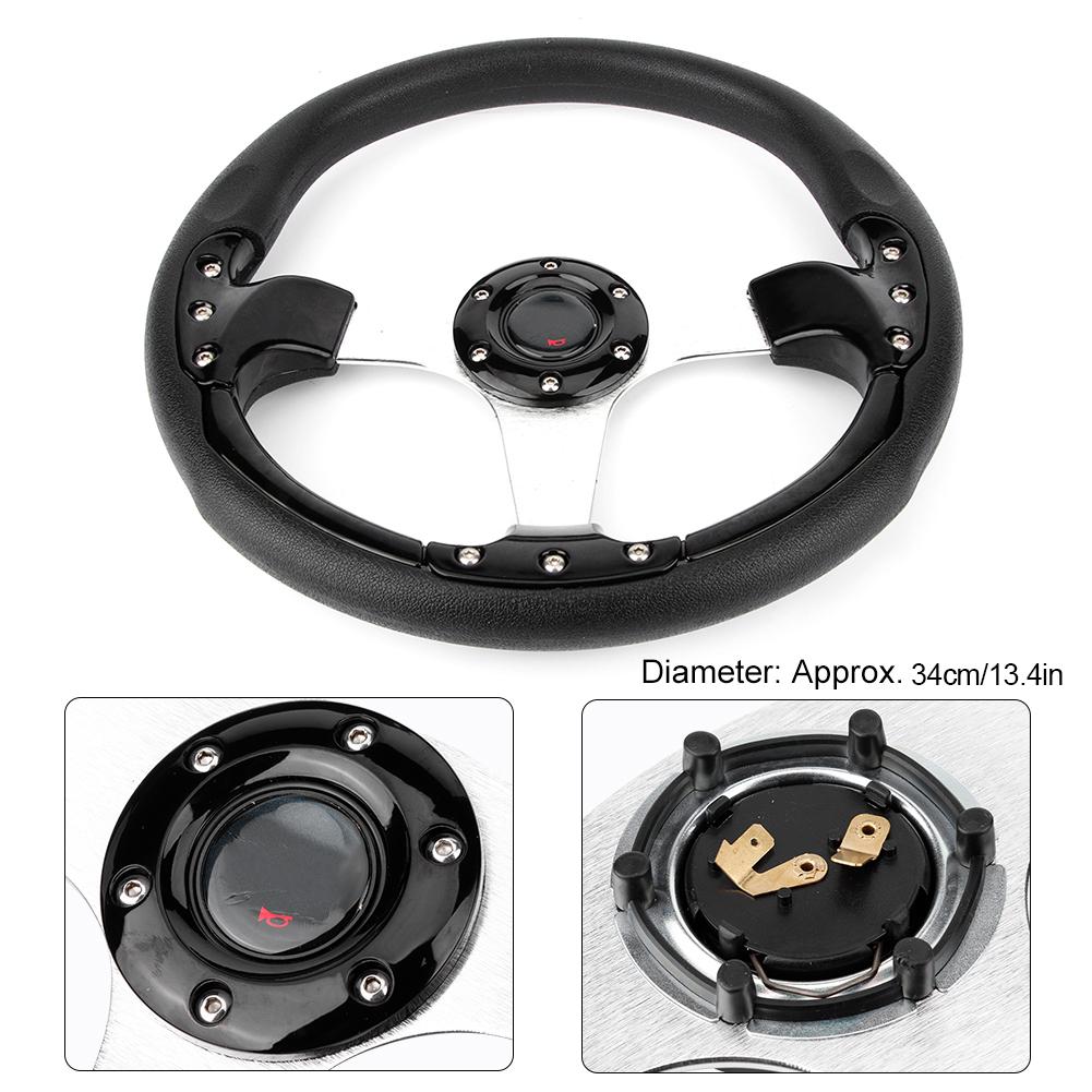 13.4in PU Car Racing Steering Wheel Sports Drifting Wheel Universal Modified Parts Black 34cm 13.4in