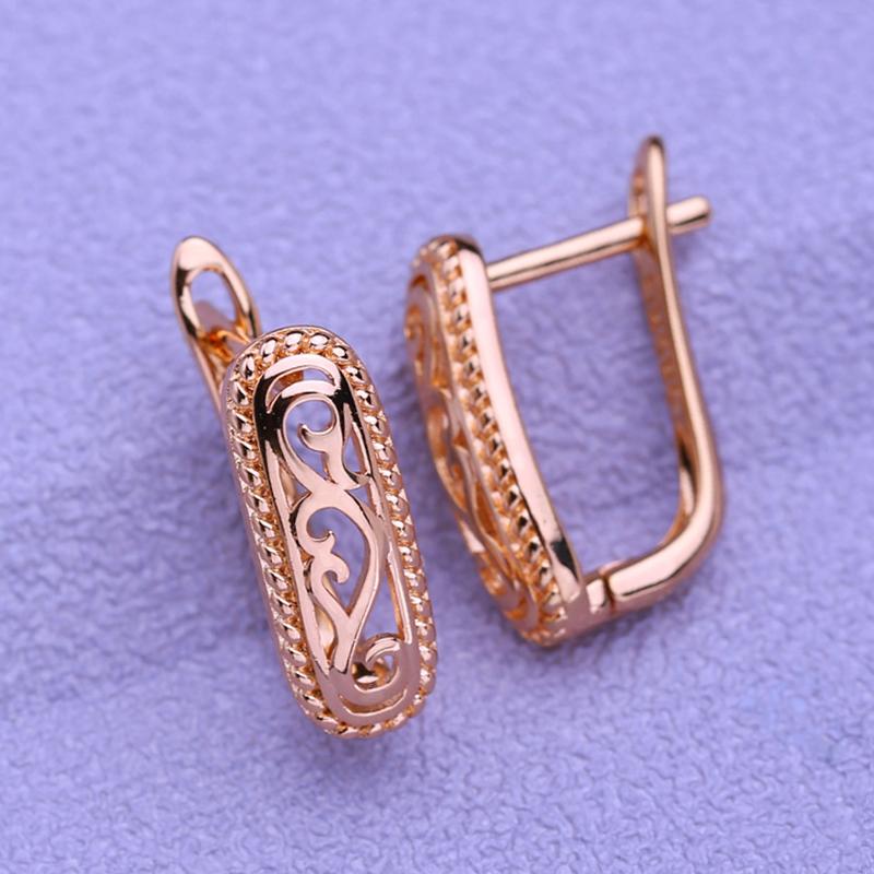 LSOOYH Náušnice s klipem Rose Gold Módní náušnice pro ženy Geometry Duté náušnice Šperky