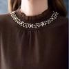 French Sweater Women's Half Turtleneck Beaded Knitted Sweater Women's Autumn and Winter Ruffle Fringed Long-sleeved Pullover