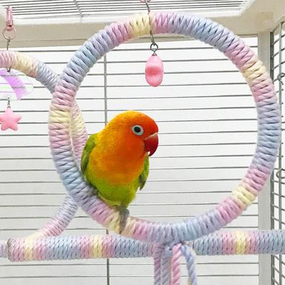 Colored Cotton Parrot Pole Flexible Hanging Clip Swing Colorful Perch Rotating Comfortable Bird Cotton Rope Swing Pet Supplies