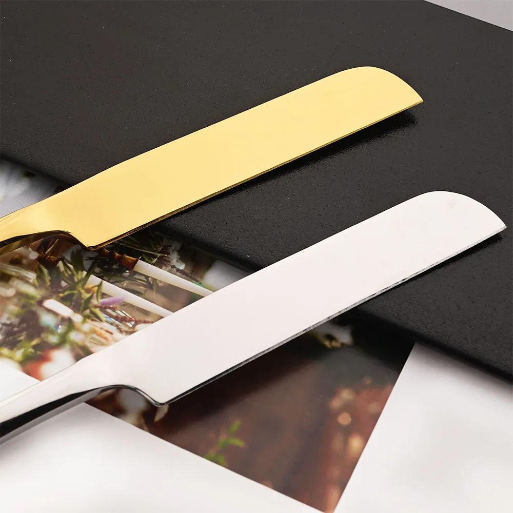 2 ks Zlatá sada příborů Nerezový nůž na dort Dlouhá rukojeť Lopatka Dort Pizza Dezert Kuchyňské náčiní Stříbrné příbory Jídelní sady
