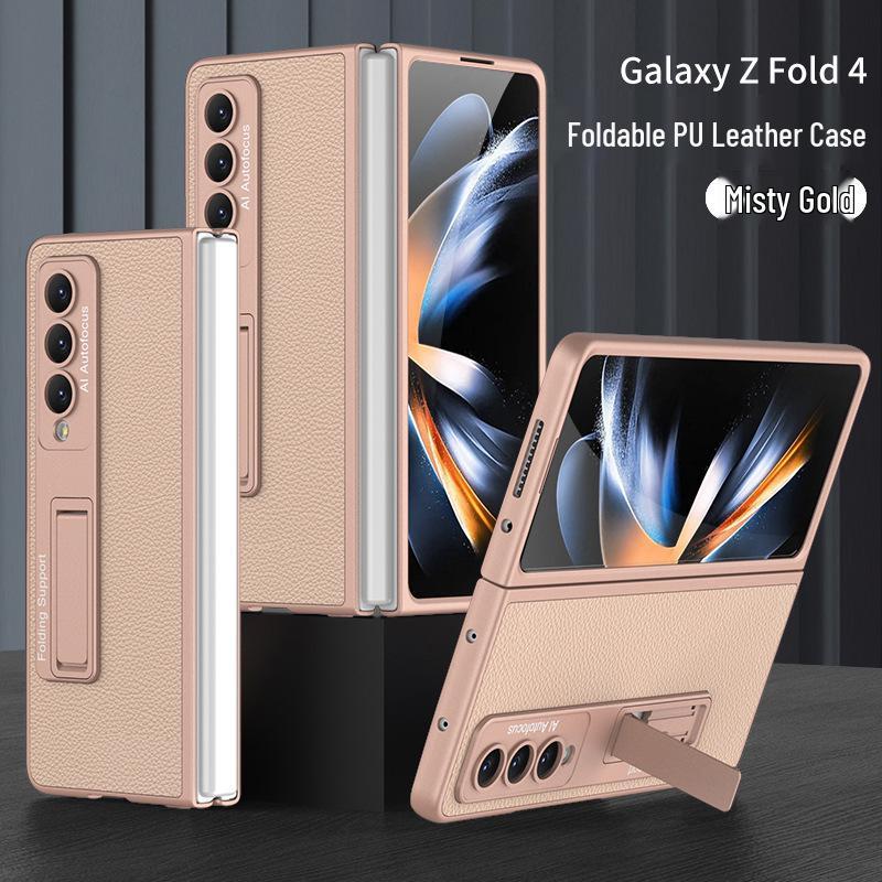Samsung Fold4 Leather Stand Case - Creative, Foldable, Drop-proof Design