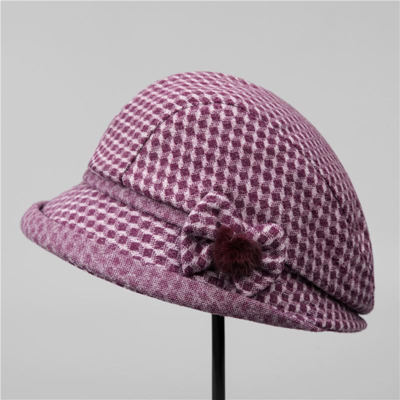 

Осенне-зимняя шерстяная шляпа-ведро теплая шляпа рыбака повседневная хлопковая шляпа женская шапка M（56-58cm） фиолетовый