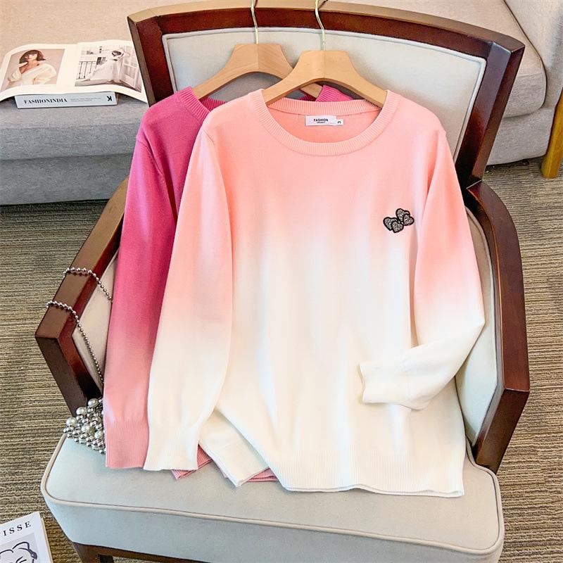 

Женский свитер большого размера с круглым вырезом, обхват груди 150/160, свободный крой, идеально подходит для размеров 200-350 цзиней 6XL розы красного