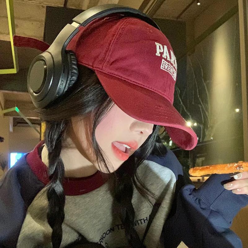 Hat, Letter Embroidered Cap Men's Versatile Bent Cotton Soft Top Sun Cap Stylish Simple Women's Baseball Cap