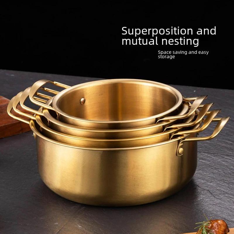 Korean Ramen Pot Multipurpose Fast Heating Double Ear Stockpot Pan Dry Pots Household Seafood Pot Instant Noodle Pot